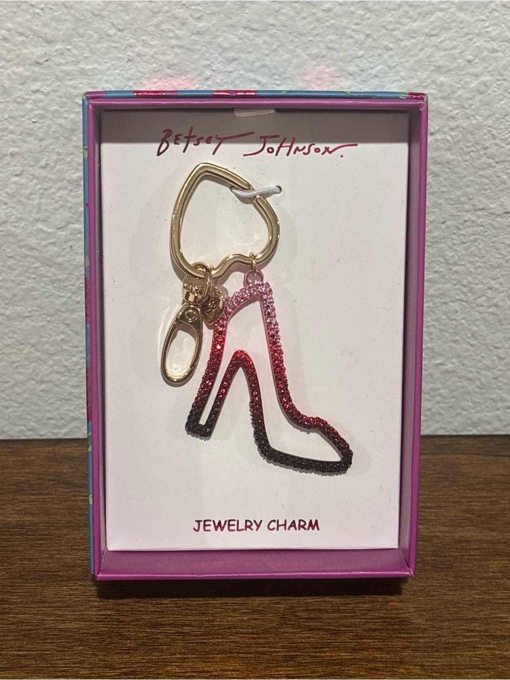 Betsey Johnson Pink to Black Ombre High Heel Bag Charm/Keychain